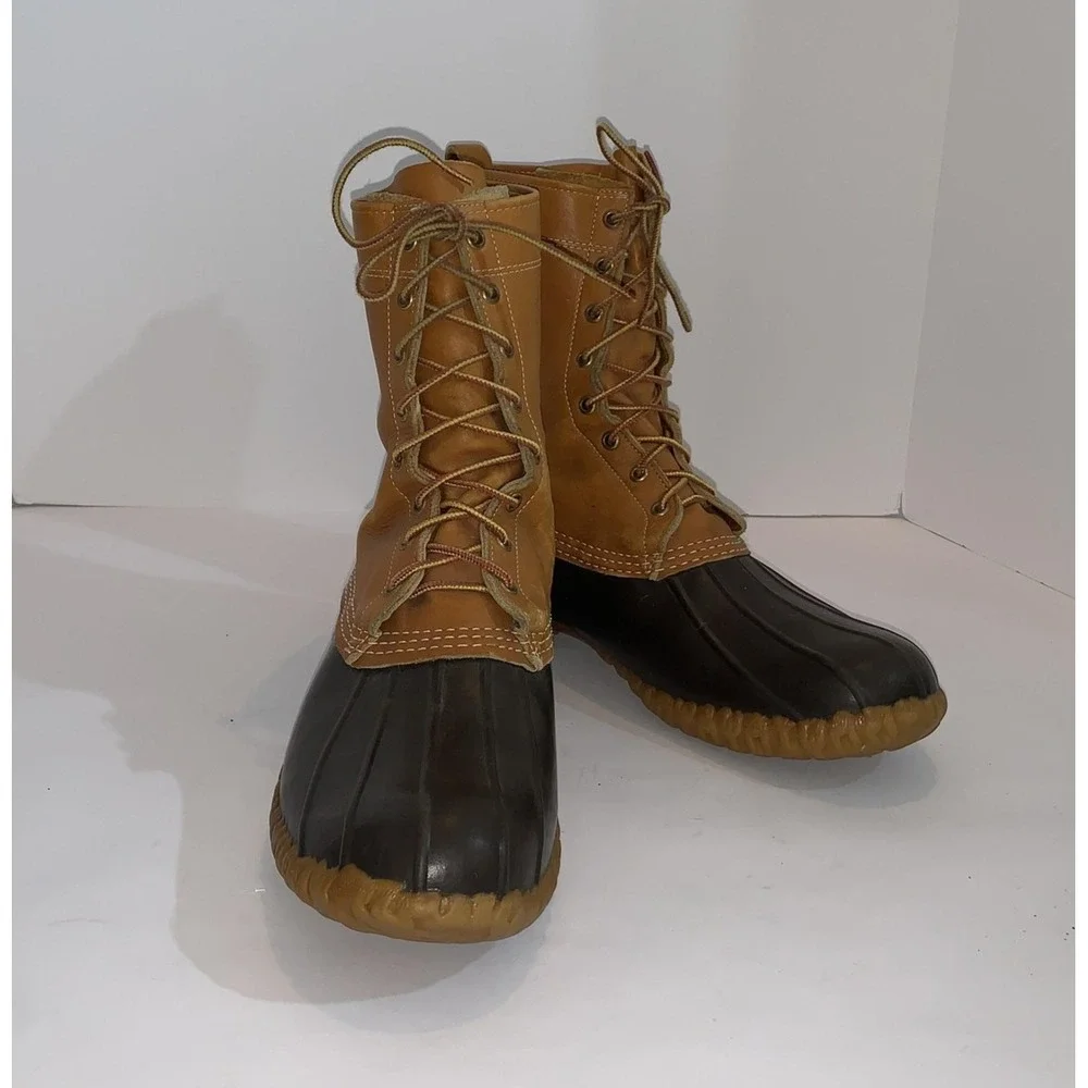 L.L. Bean Maine Hunting Boots Mens 12 Brown Leather Duck Waterproof USA